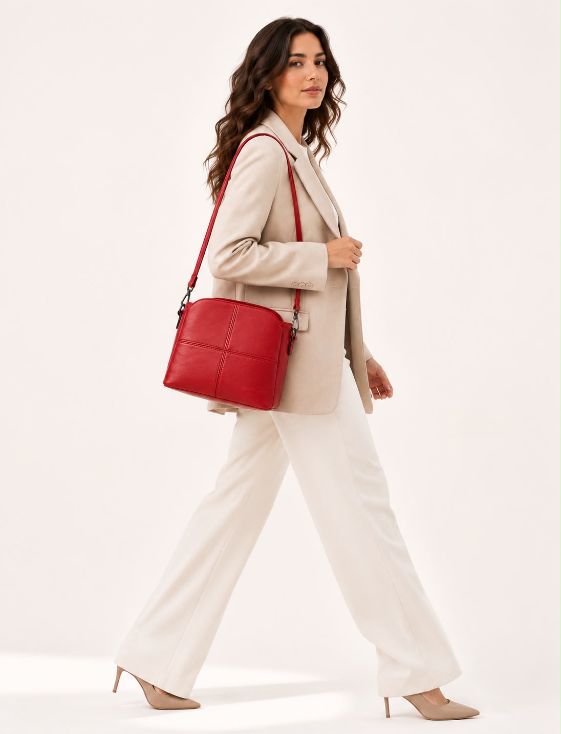 Sac Bandoulière Femme Rouge à Motif Animal