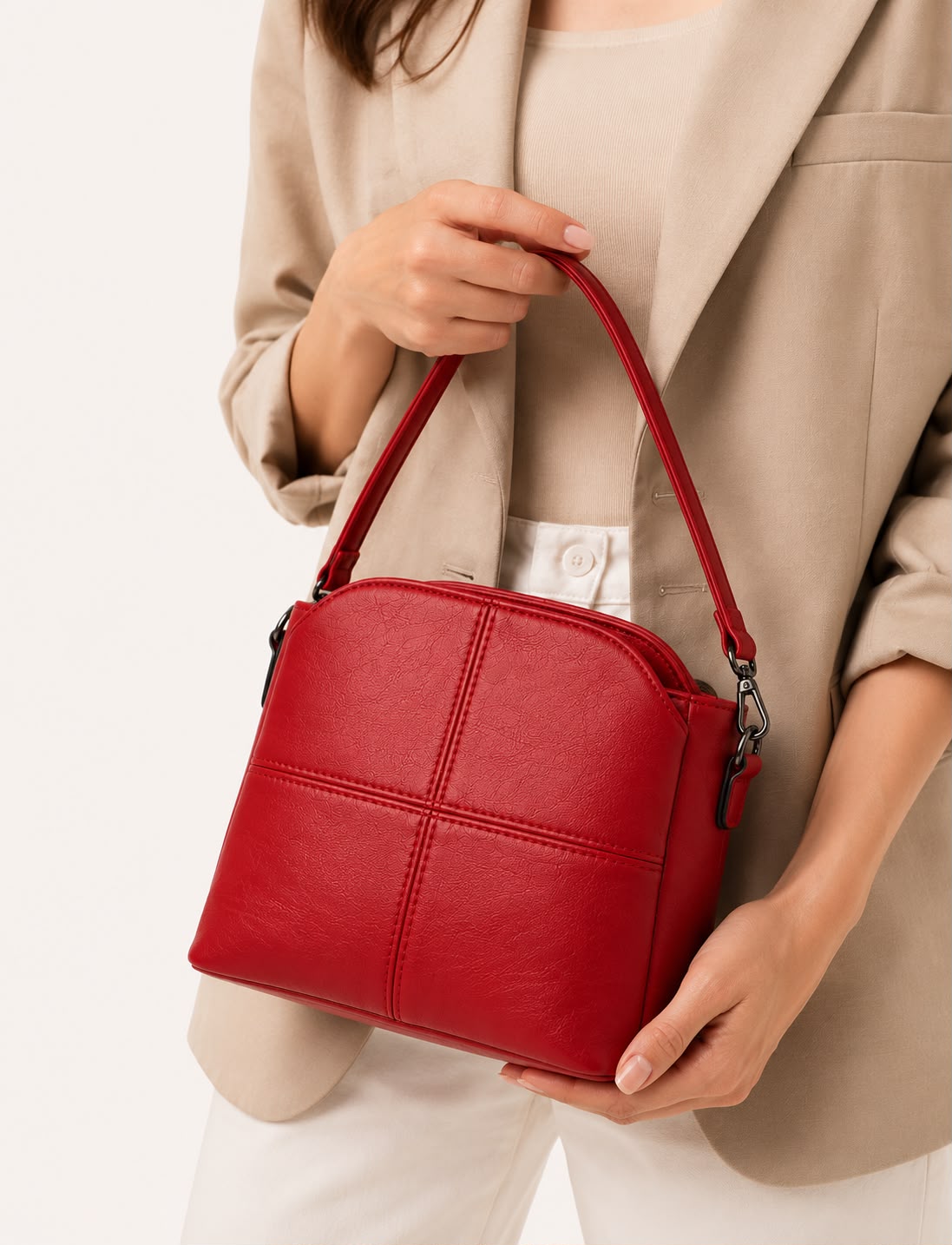 Sac Bandoulière Femme Rouge à Motif Animal