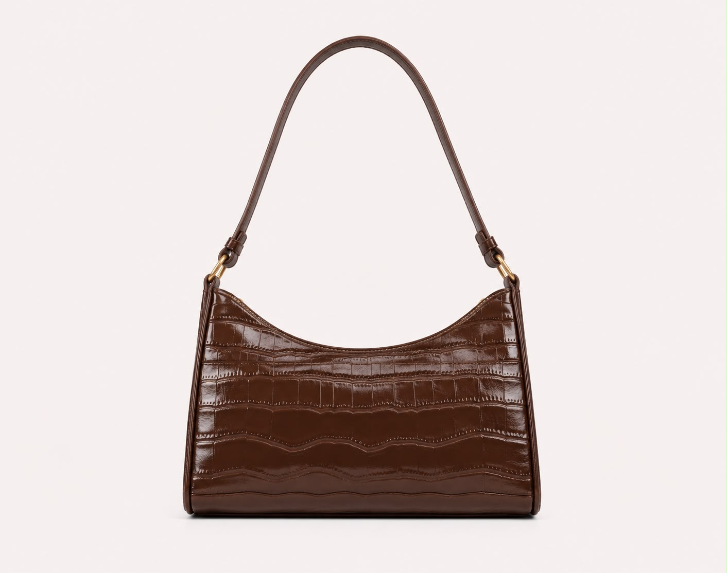 Sac Bandoulière Alligator Alma – Brun Foncé