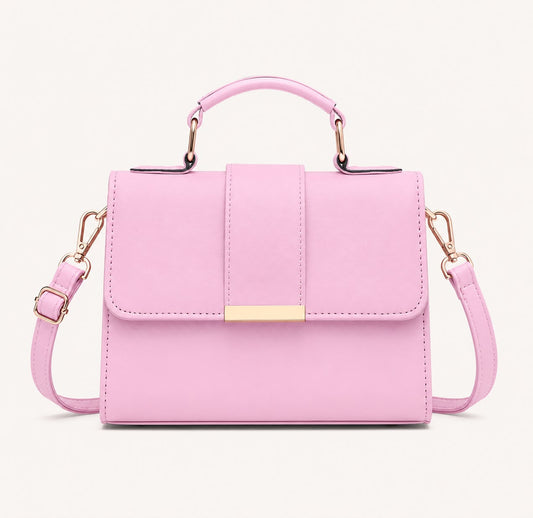 Sac bandoulière rose à rabat
